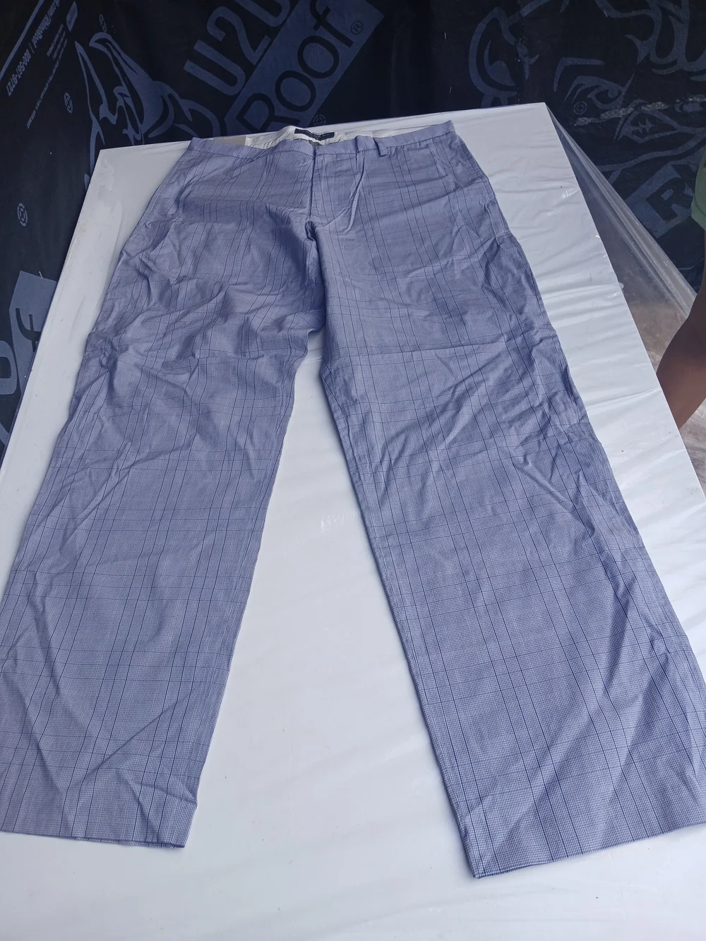 Banana Republic Light Blue Plaid Chinos